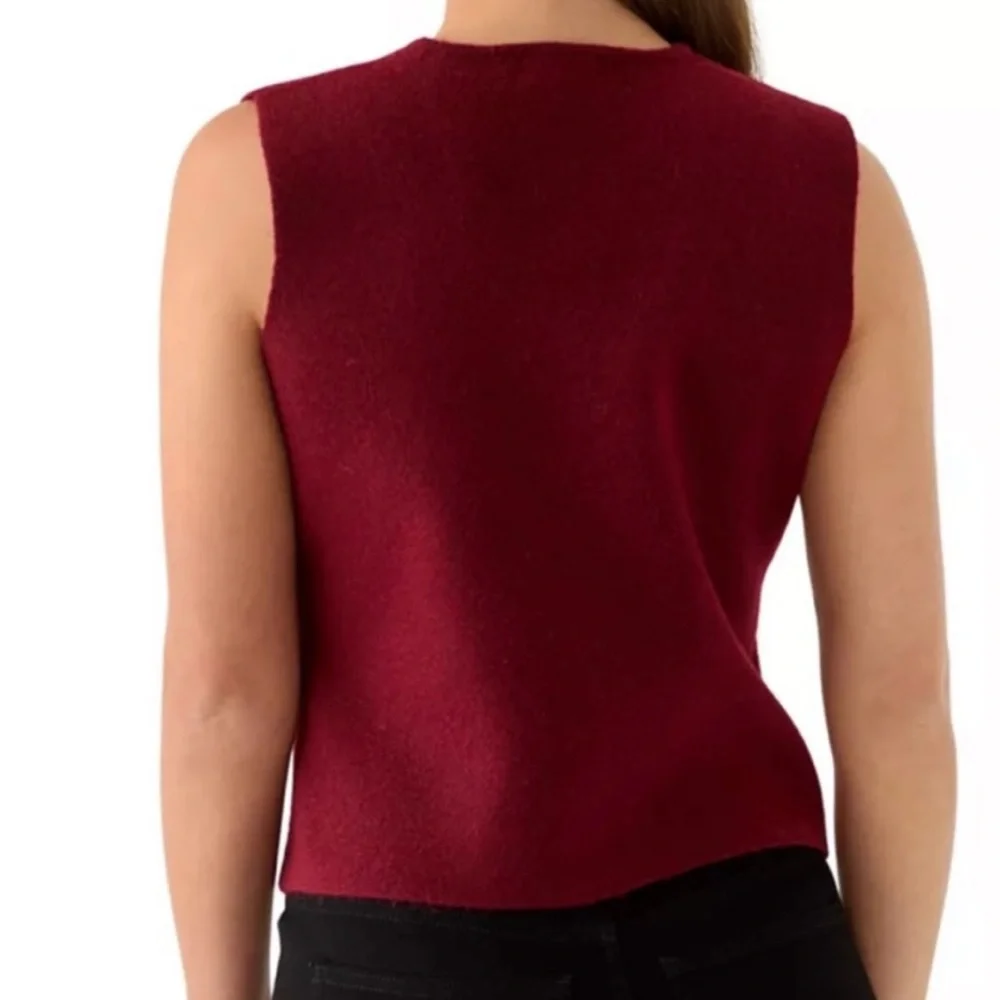 Jason Wu Women's Sweater Vest Novelty Buttons Oxblood wool Blend Medium NWT